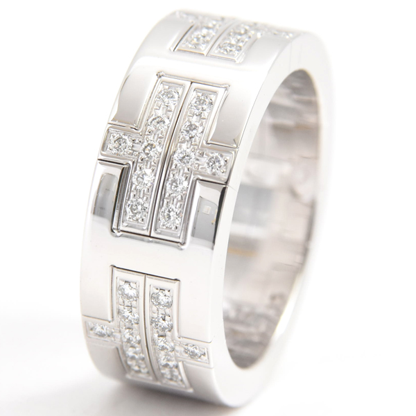 エルメス 指輪 レディース キリム ダイヤモンド リング 52号 ホワイトゴールド HERMES 750WG 中古