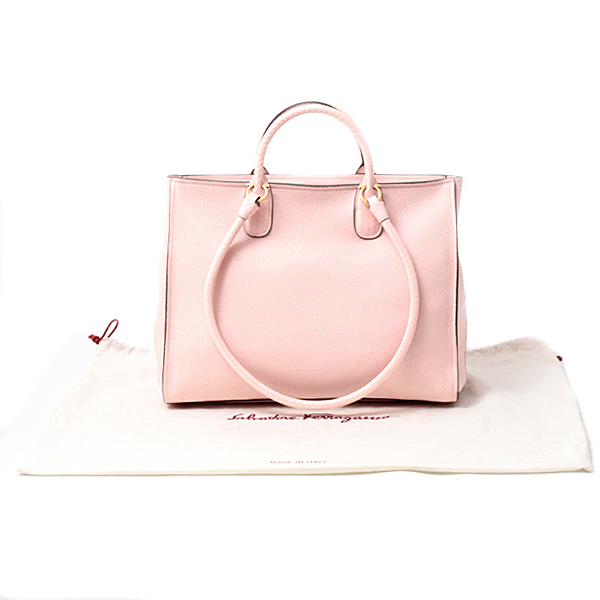 サルヴァトーレ フェラガモ バッグ レディース ガンチーニ ハンドバッグ トートバッグ カーフ ピンク AU-21 0914 Salvatore Ferragamo 中古
