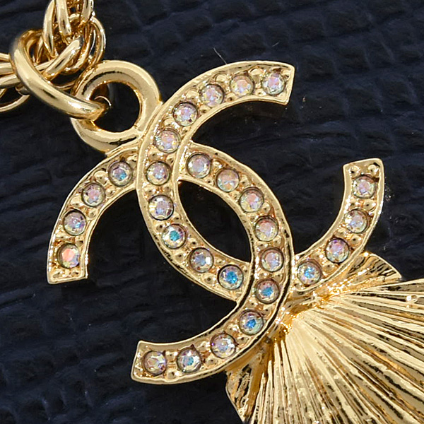 シャネル ネックレス レディース ココマーク シェル ラインストーン ペンダント A23C GP ゴールド CHANEL 中古