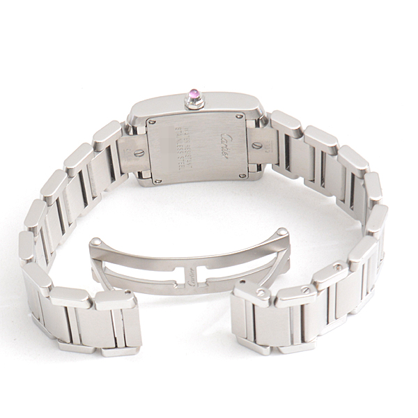 カルティエ 時計 レディース タンクフランセーズSM 2006年クリスマス限定 ラズベリーピンク文字盤 電池式 ステンレス SS Cartier W51030Q3 中古