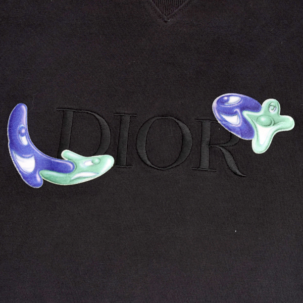 ディオール メンズ ケニーシャーフ コラボ Tシャツ 半袖 グラフィックロゴ Lサイズ ブラック クリーニング済み KENNY SHARF DIOR 中古