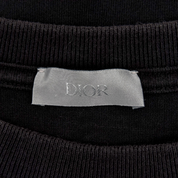 ディオール メンズ ケニーシャーフ コラボ Tシャツ 半袖 グラフィックロゴ Lサイズ ブラック クリーニング済み KENNY SHARF DIOR 中古