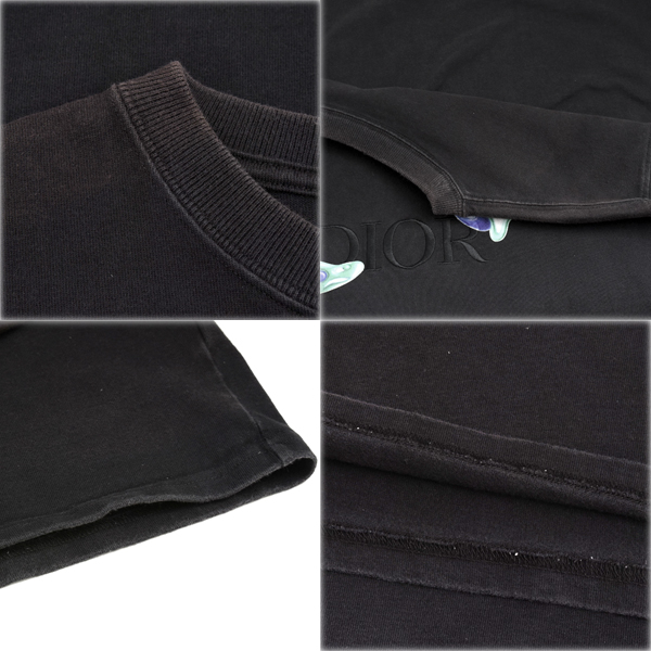 ディオール メンズ ケニーシャーフ コラボ Tシャツ 半袖 グラフィックロゴ Lサイズ ブラック クリーニング済み KENNY SHARF DIOR 中古