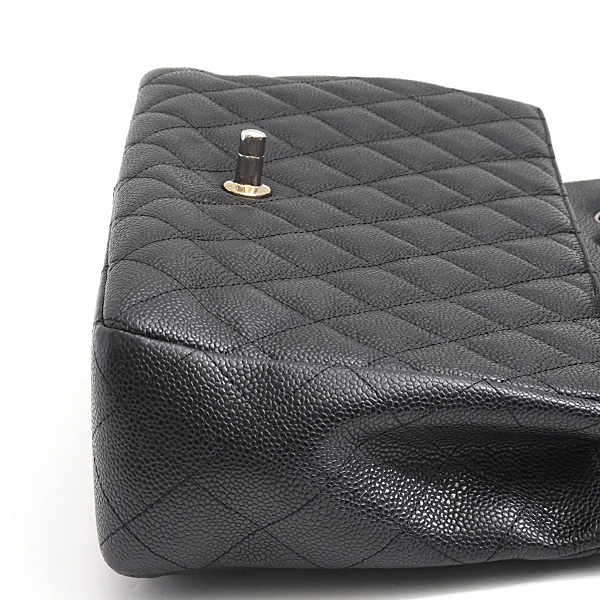 シャネル バッグ レディース マトラッセ30 デカマトラッセ ダブルチェーンショルダー キャビアスキン ブラック CHANEL 中古