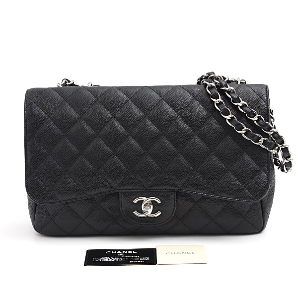 シャネル バッグ レディース マトラッセ30 デカマトラッセ ダブルチェーンショルダー キャビアスキン ブラック CHANEL 中古