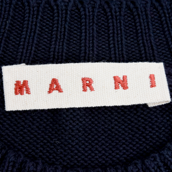 マルニ メンズ クルーネックセーター ニット シェットランド ウール クリーニング済み ナイロン ネイビー グリーン MARNI 中古