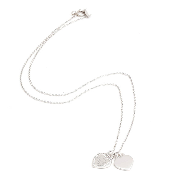 ティファニー ネックレス レディース リターントゥティファニー ダブルハート ダイヤ ペンダント ホワイトゴールド TIFFANY 750WG 中古