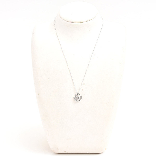 ティファニー ネックレス レディース リターントゥティファニー ダブルハート ダイヤ ペンダント ホワイトゴールド TIFFANY 750WG 中古