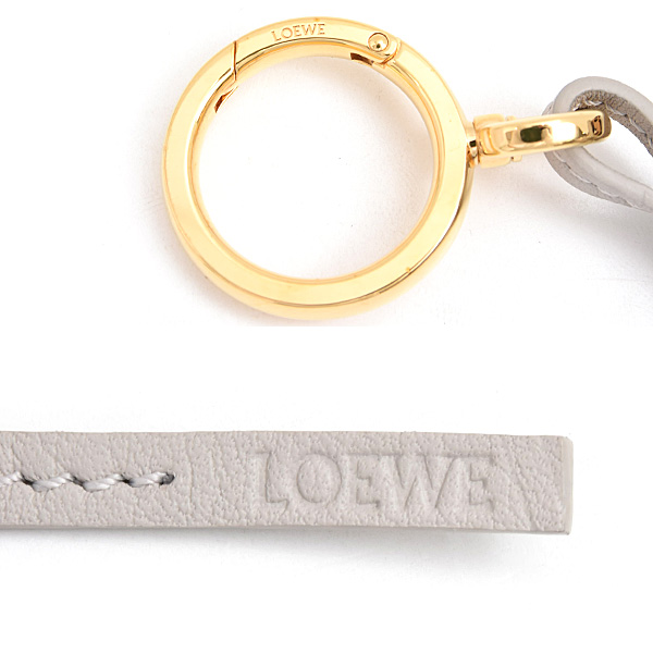 ロエベ チャーム レディース アナグラム バッグチャーム キーホルダー イエロー系 グレー ブラウン LOEWE C621232X 中古