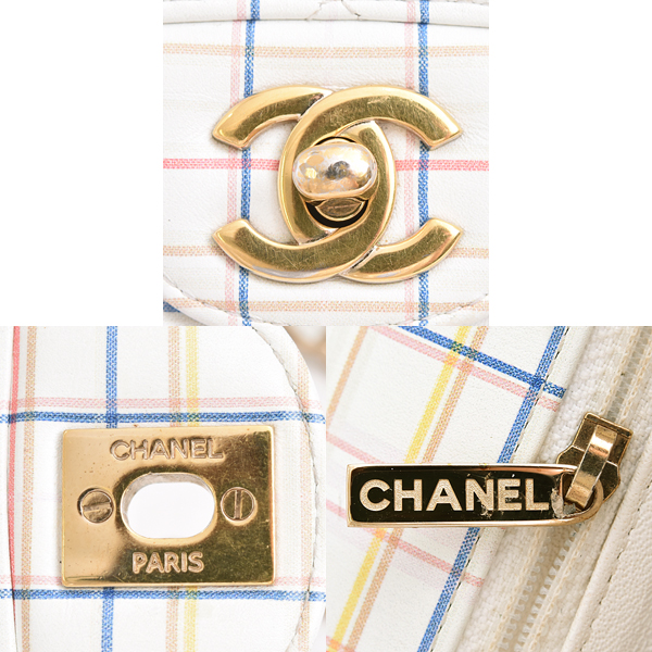 シャネル バッグ レディース マトラッセ チェーンショルダー レザー チェック マルチ CHANEL 中古