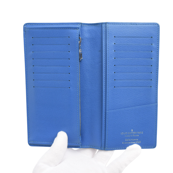 ルイヴィトン メンズ ポルトフォイユブラザ 二つ折り長財布 モノグラムクラウズ ヴァージルアブロー ブルー ホワイト Louis Vuitton 中古