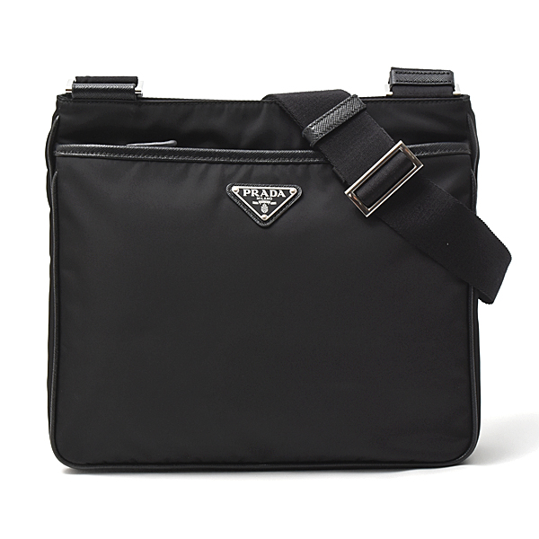 プラダ バッグ メンズ レディース トライアングルロゴ プレート ショルダーバッグ ブラック ナイロン 2VH118 PRADA 中古