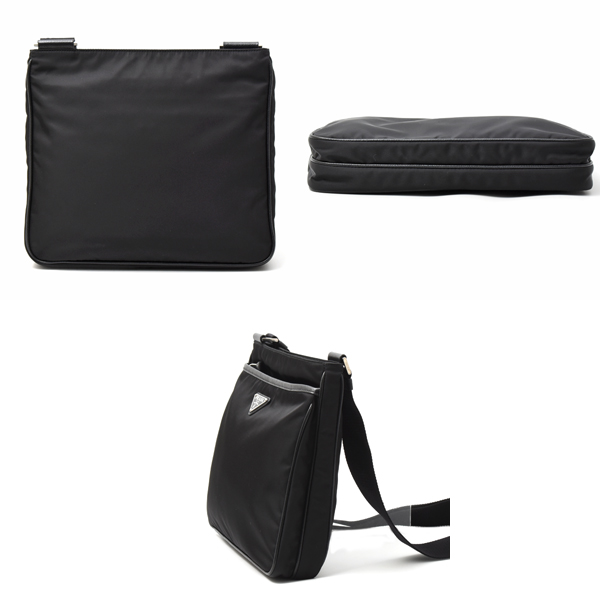 プラダ バッグ メンズ レディース トライアングルロゴ プレート ショルダーバッグ ブラック ナイロン 2VH118 PRADA 中古
