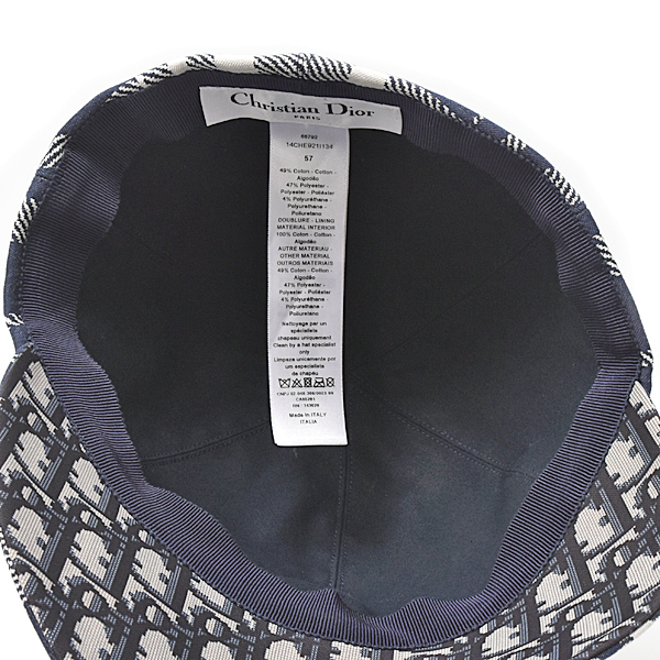 クリスチャンディオール 帽子 レディース トロッター キャップ ベースボールキャップ 57サイズ ブルー系 ホワイト 14CHE9211134 Christian Dior 中古