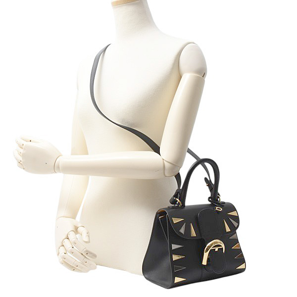 デルヴォー バッグ レディース ブリヨン 2WAYハンドバッグ ファイヤーワークス レザー ブラック Delvaux 中古