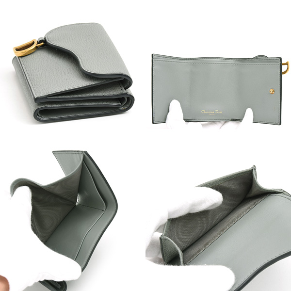 クリスチャンディオール 財布 レディース サドル コンパクトウォレット グレー系 S5653CBAA Christian Dior 中古