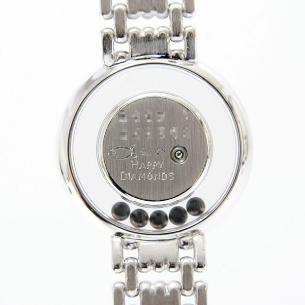 ショパール 腕時計 レディース ハッピーダイヤモンド 2重ダイヤベゼル 5Pムービングダイヤ レディース 電池式 750WG ホワイトゴールド Chopard 4119/1 中古