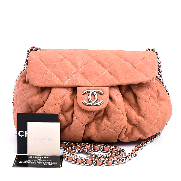 シャネル バッグ レディース マトラッセ チェーンショルダーバッグ カーフスキン ピンク系 CHANEL 中古