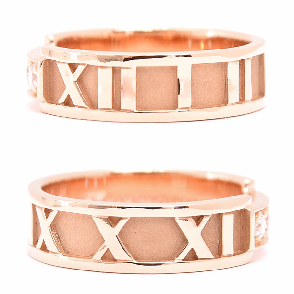 ティファニー 指輪 レディース アトラス 3Pダイヤモンド リング 実測9号 ピンクゴールド TIFFANY 750PG 中古