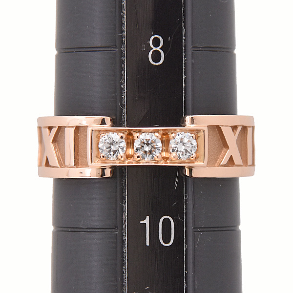 ティファニー 指輪 レディース アトラス 3Pダイヤモンド リング 実測9号 ピンクゴールド TIFFANY 750PG 中古