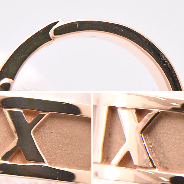 ティファニー 指輪 レディース アトラス 3Pダイヤモンド リング 実測9号 ピンクゴールド TIFFANY 750PG 中古