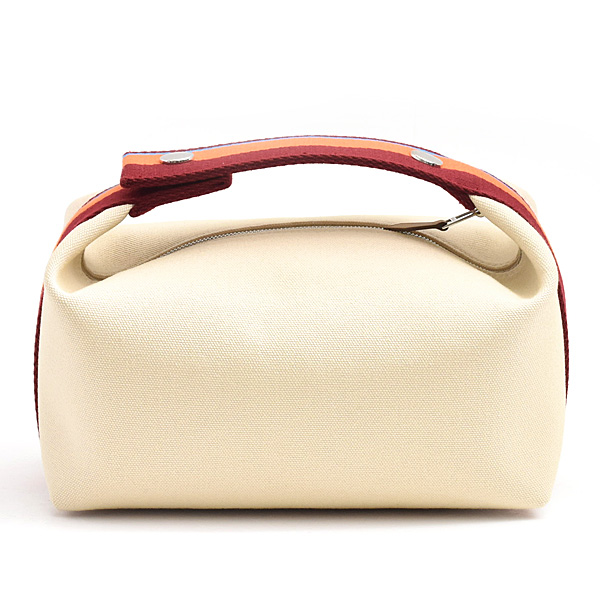 エルメス バッグ レディース ブリッドアブラックPM Hパヴィヨン ハンドバッグ ポーチ ベージュ系 コットン HERMES 中古