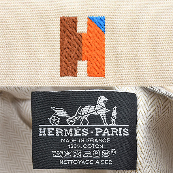 エルメス バッグ レディース ブリッドアブラックPM Hパヴィヨン ハンドバッグ ポーチ ベージュ系 コットン HERMES 中古