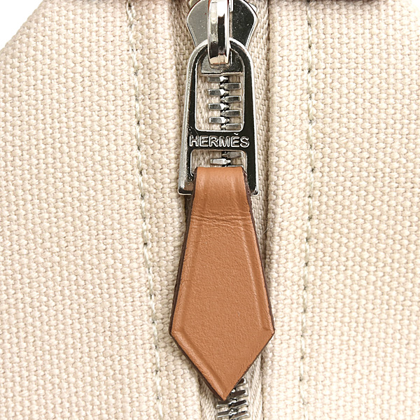 エルメス バッグ レディース ブリッドアブラックPM Hパヴィヨン ハンドバッグ ポーチ ベージュ系 コットン HERMES 中古