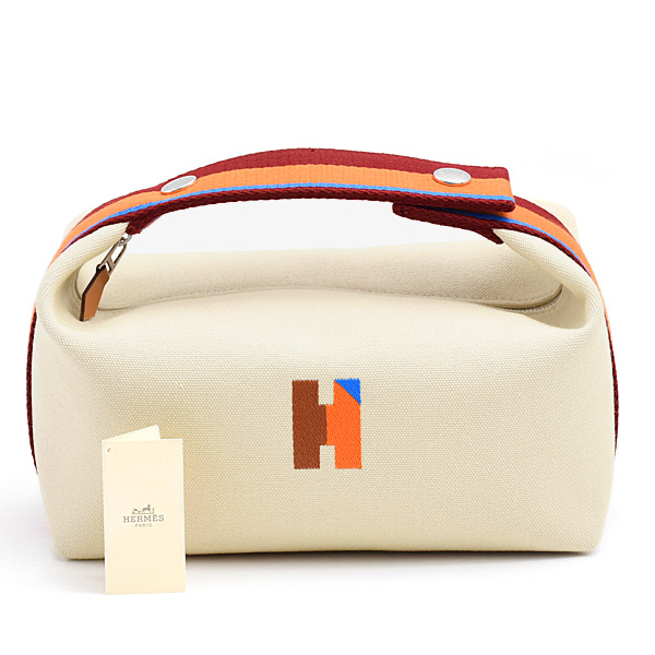 エルメス バッグ レディース ブリッドアブラックPM Hパヴィヨン ハンドバッグ ポーチ ベージュ系 コットン HERMES 中古