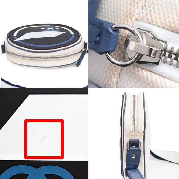 シャネル バッグ レディース ラウンド ショルダーバッグ 丸型 エアライン ラバー キャンバス ネイビー ブラック ホワイト CHANEL 中古