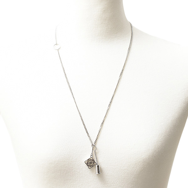 ロエベ ネックレス レディース パーソナライゼーション ネックレス 真鍮 パラジウム LOEWE N691420X01 中古