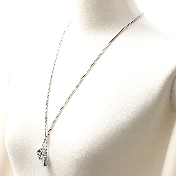 ロエベ ネックレス レディース パーソナライゼーション ネックレス 真鍮 パラジウム LOEWE N691420X01 中古