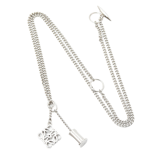 ロエベ ネックレス レディース パーソナライゼーション ネックレス 真鍮 パラジウム LOEWE N691420X01 中古