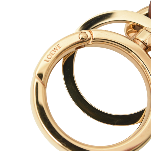 ロエベ レディース アナグラム チャーム キーホルダー キーリング ブラウン レザー LOEWE 中古