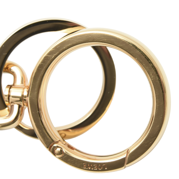 ロエベ レディース アナグラム チャーム キーホルダー キーリング ブラウン レザー LOEWE 中古