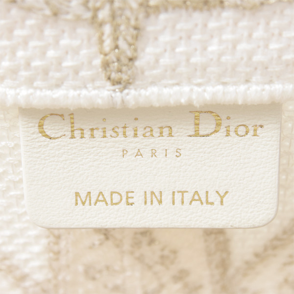 クリスチャンディオール バッグ レディース メンズ ブックトート ミディアム スカーフ キャンバス ホワイト×ゴールド Christian Dior 中古