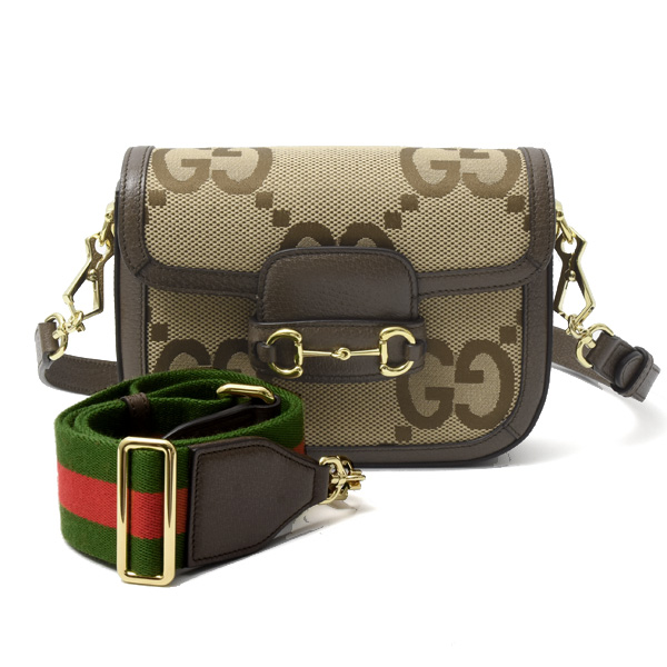 グッチ バッグ メンズ レディース スモール ショルダーバッグ ホースビット 1955 ジャンボGG ブラウン 658574 GUCCI 中古