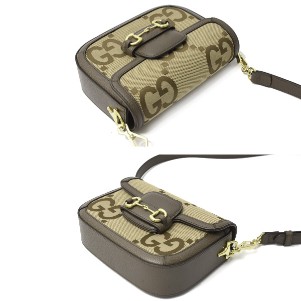 グッチ バッグ メンズ レディース スモール ショルダーバッグ ホースビット 1955 ジャンボGG ブラウン 658574 GUCCI 中古