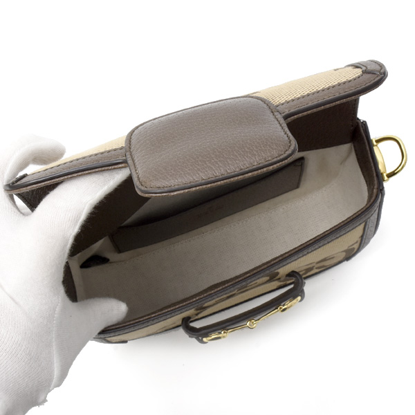 グッチ バッグ メンズ レディース スモール ショルダーバッグ ホースビット 1955 ジャンボGG ブラウン 658574 GUCCI 中古