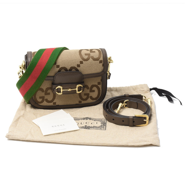グッチ バッグ メンズ レディース スモール ショルダーバッグ ホースビット 1955 ジャンボGG ブラウン 658574 GUCCI 中古
