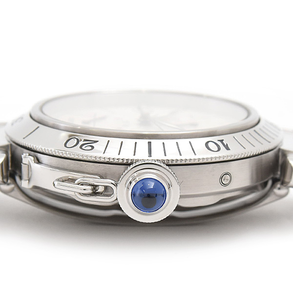 カルティエ 時計 メンズ パシャ 38mm GMT パワーリザーブ 自動巻 シルバー文字盤 ステンレス SS Cartier W31037H3 中古