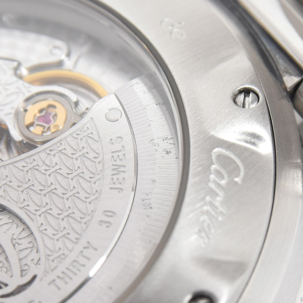 カルティエ 時計 メンズ パシャ 38mm GMT パワーリザーブ 自動巻 シルバー文字盤 ステンレス SS Cartier W31037H3 中古