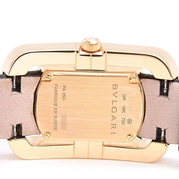 ブルガリ 時計 レディース パレンテシ ダイヤベゼル 電池式 ホワイト文字盤 イエローゴールド 750YG BVLGARI PA35G 中古