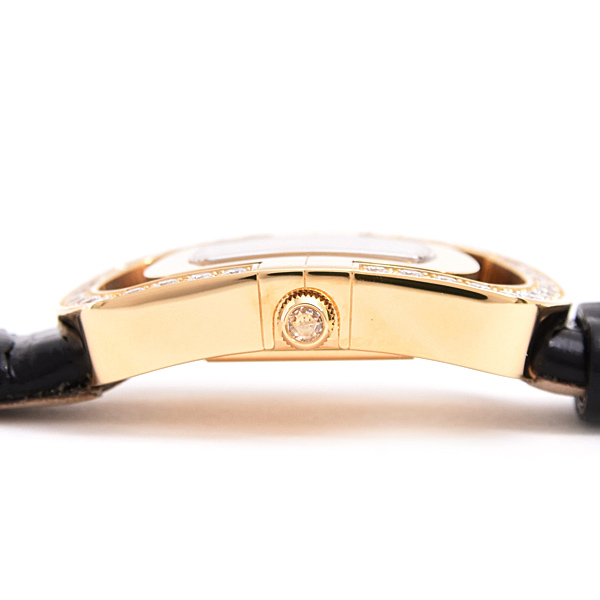 ブルガリ 時計 レディース パレンテシ ダイヤベゼル 電池式 ホワイト文字盤 イエローゴールド 750YG BVLGARI PA35G 中古