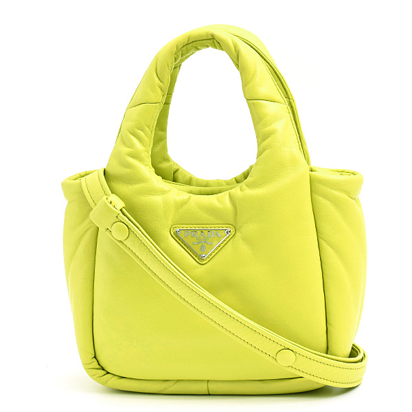 プラダ バッグ レディース パテッド ミニ ハンドバッグ 2WAY イエロー系 レザー PRADA 1BA359 中古