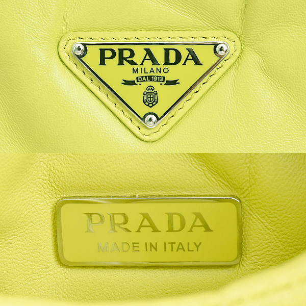 プラダ バッグ レディース パテッド ミニ ハンドバッグ 2WAY イエロー系 レザー PRADA 1BA359 中古