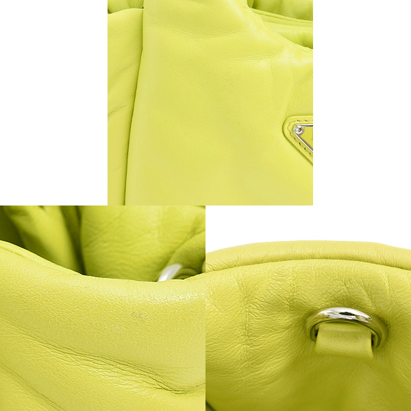 プラダ バッグ レディース パテッド ミニ ハンドバッグ 2WAY イエロー系 レザー PRADA 1BA359 中古