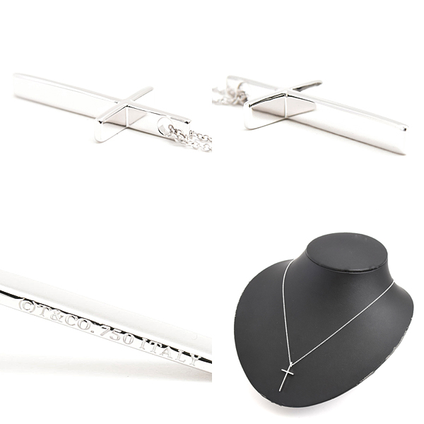 ティファニー ネックレス レディース メトロクロス ペンダント ホワイトゴールド 十字架 750WG K18 TIFFANY 中古