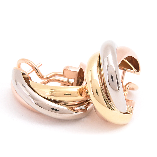 カルティエ ピアス レディース トリニティ 3連 フープ ゴールド 750YG×WG×PG Cartier 中古