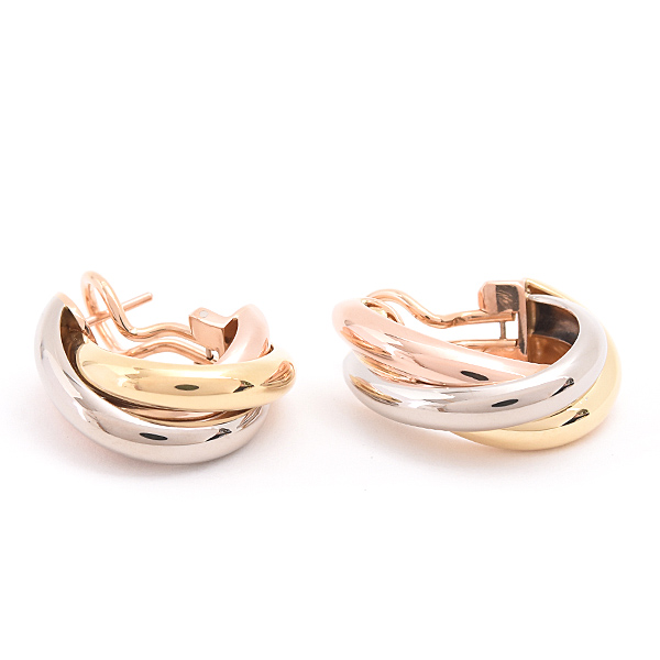 カルティエ ピアス レディース トリニティ 3連 フープ ゴールド 750YG×WG×PG Cartier 中古